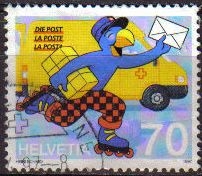 Suiza 1997 Scott 986 Sello Globi es Cartero Dibujo animado Michel1610 usado Switzerland Suisse 